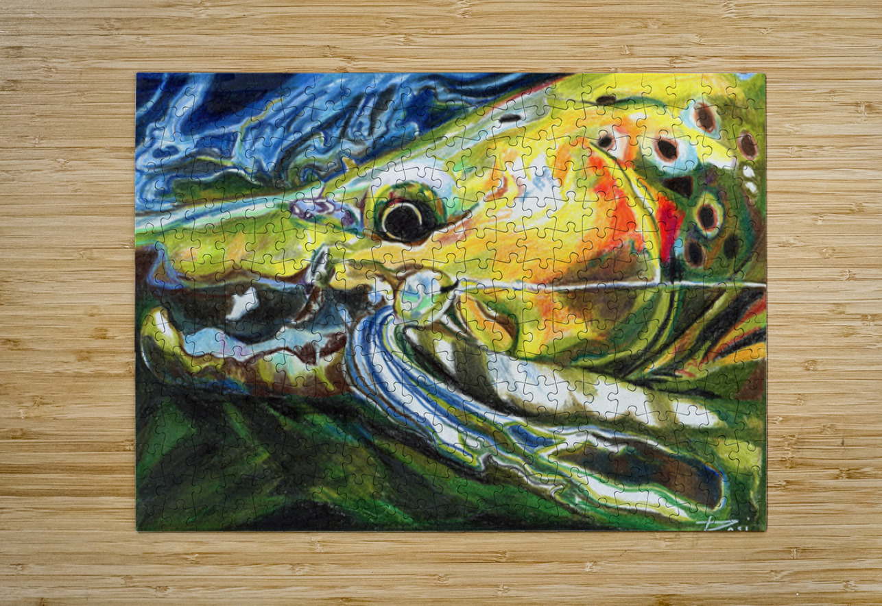 Brown Trout with Capt. Hook Rosi Oldenburg Puzzle printing
