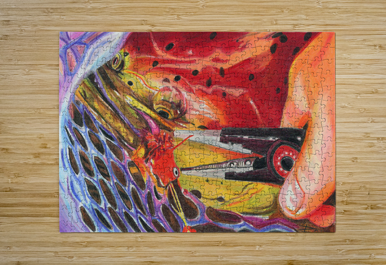 King Salmon in Net Rosi Oldenburg Puzzle printing